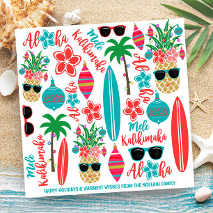 Cartão De Festividades Pineapple Mele Kalikimaka da praia tropical havaia