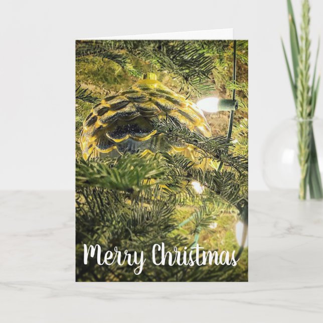 Cartão De Festividades Pinecona ouro (Frente)