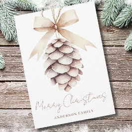 Cartão De Festividades Pinecone Watercolor Natal Elegante