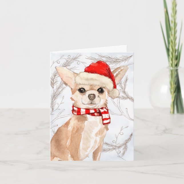 Cartão De Festividades Pines e um Natal Tan Chihuahua (Frente)