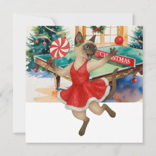 Cartão De Festividades Ping Pong Natal para amantes de gatos siameses