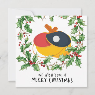 Cartão De Festividades Ping Pong Paddle e bola com quadro de Natal