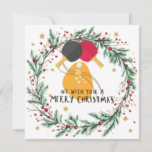 Cartão De Festividades Ping Pong Paddle e bola com quadro de Natal
