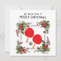 Ping Pong Paddle e bola com quadro de Natal