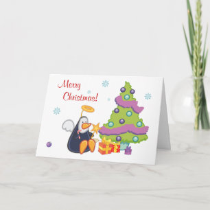Cartão De Festividades Pinguim Angel Christmas