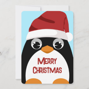 Cartão De Festividades Pinguim bonitinho com arte de Natal feliz com Papa