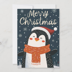 Cartão De Festividades Pinguim Bonito Natal