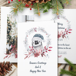 Cartão De Festividades Pinguim Bonito Uma Foto Aquarela Feliz Natal