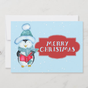 Cartão De Festividades Pinguim Caroling Cute Natal