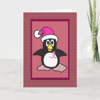 Cartão De Festividades pinguim cor-de-rosa da fita