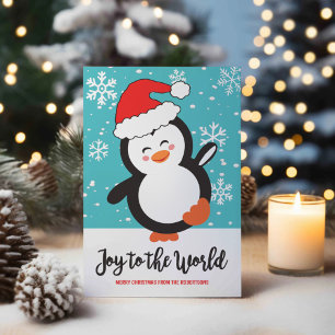 Cartão De Festividades Pinguim Dançante Alegria Flocos de Neve Natal