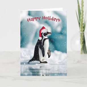 Cartão De Festividades Pinguim De Natal Em Iceberg