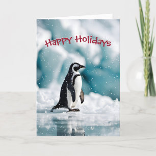 Cartão De Festividades Pinguim De Natal Em Iceberg
