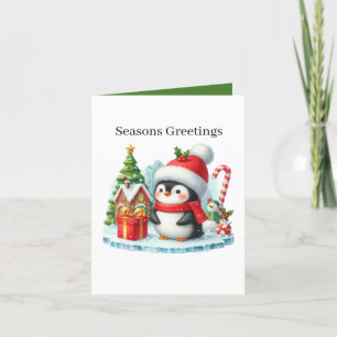 Cartão De Festividades Pinguim de Natal Festivo