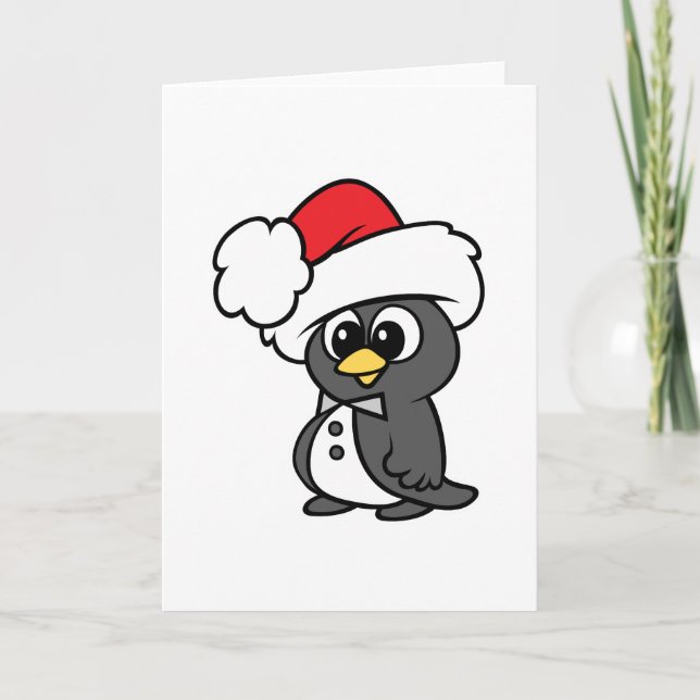 Cartão De Festividades Pinguim de Tuxedo de Natal bonito (Frente)