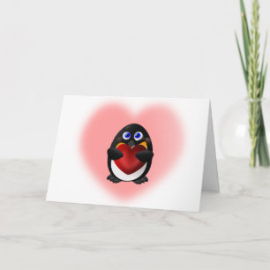 Cartão De Festividades Pinguim do dia dos namorados com coração