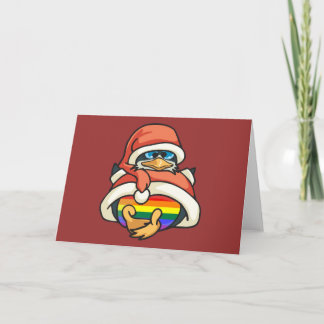 Cartão De Festividades Pinguim do Natal do arco-íris