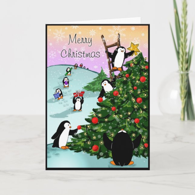 Cartão De Festividades Pinguim Feliz Natal (Frente)