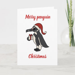 Cartão De Festividades Pinguim feliz no Natal