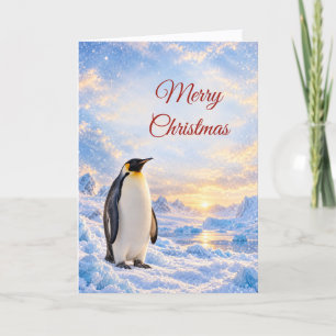 Cartão De Festividades Pinguim-imperador de Natal Antártico