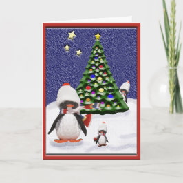 Cartão De Festividades Pinguim Natal - Personalizado em Arte do Paraíso