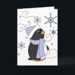 Cartão De Festividades Pinguim no incrédulo<br><div class="desc">Um pinguim pequeno bonito,  em respeito pelos flocos de neve!</div>