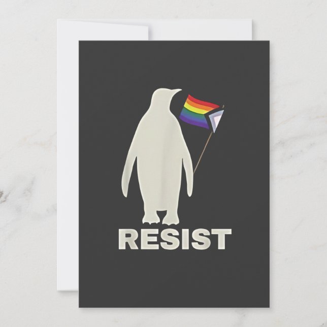 Cartão De Festividades Pinguim resistente contra tarifas LGBT Anti Trump (Frente)