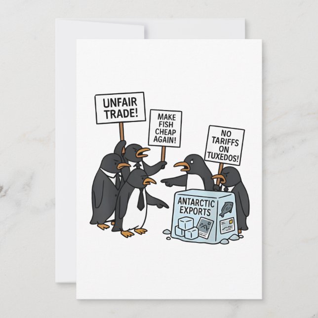 Cartão De Festividades Pinguins contra Tarifas Anti Trump (Frente)