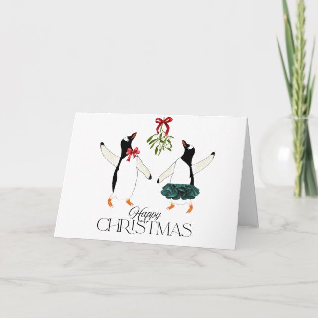 Cartão De Festividades Pinguins Dançantes Natal  (Frente)