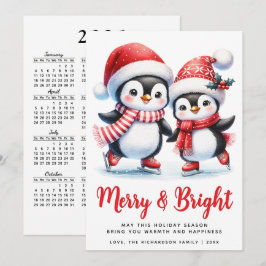 Cartão De Festividades Pinguins de Diversão feliz Brilhante Branco Natal 