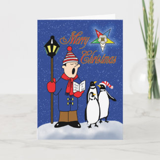 Cartão De Festividades Pinguins de Natal OES