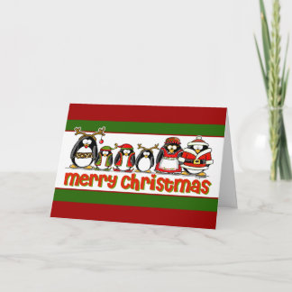 Cartão De Festividades Pinguins do Feliz Natal