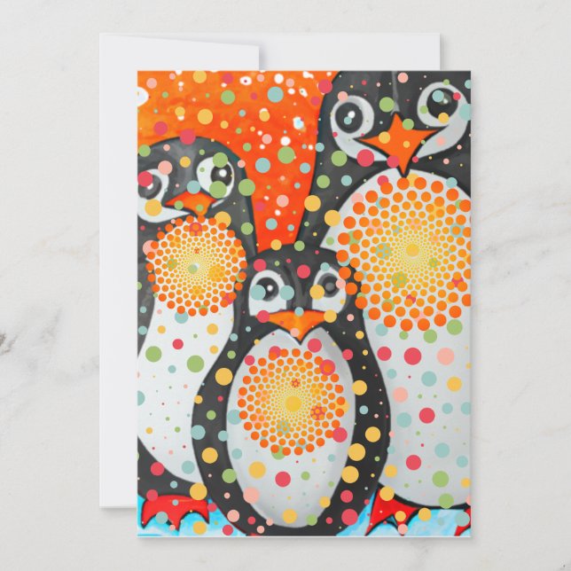 Cartão De Festividades Pinguins Fantásticos (Frente)