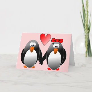 CARTÃO DE FESTIVIDADES PINGUINS "FELIZ DIA DE OS NAMORADOS"