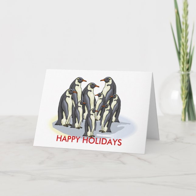 Cartão De Festividades pinguins, FERIDOS FELIZES (Frente)