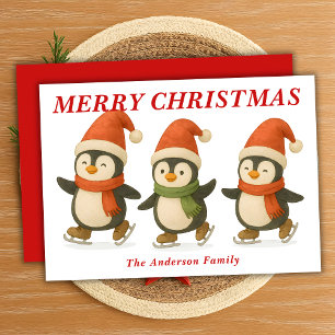 Cartão De Festividades Pinguins Whimsso Pinguins Ice Patinando Natal
