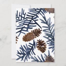 Cartão De Festividades Pinhas e Galhos | Pintura de Inverno em Aquarela