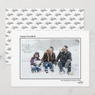 Cartão De Festividades Pinhas Preto e Branco Feliz Hanukkah Família