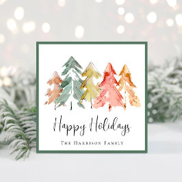 Cartão De Festividades Pinheira Elegante Pine Aquarela Foto de Natal