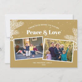 Cartão De Festividades Pinheiro branco legante no Natal Dourado de 2 foto