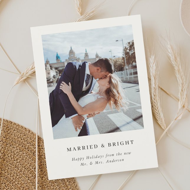 Cartão De Festividades Pinheiro de Natal elegante casado e foto brilhante (Criador carregado)