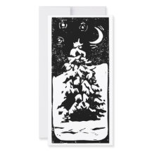 Pinheiro em Paisagem Nevada Impressão em Linóleo