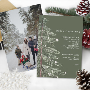 Cartão De Festividades Pinheiro Nevado Foto Personalizada de Natal