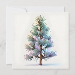 Cartão De Festividades Pinheiro Nevado Minimalista