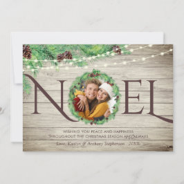 Cartão De Festividades Pinheiros Botânicos Rústicos de Madeira NOEL 1 Fot