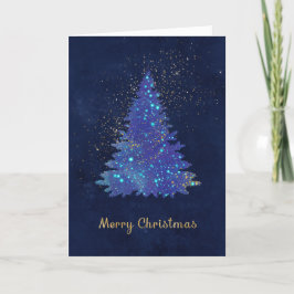 Cartão De Festividades Pinheiros Dourados de Natal Aquarela