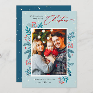 Cartão De Festividades Pinho Floral de Natal Branca Deixa Foto