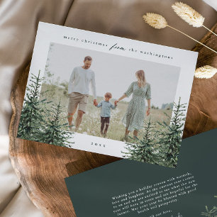 Cartão De Festividades Pinho pintado à mão Elegante Foto de Natal