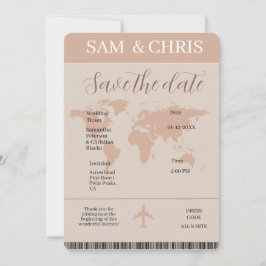 Cartão De Festividades Pink Boarding Pass Wedding Invitation Map