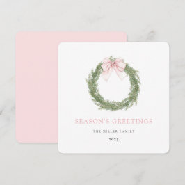 Cartão De Festividades Pink Bow Wreath Christmas
